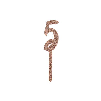 Hootyballoo Rose Gold '5' Cake Topper Glitter Cake Decoration Birthday Partyware