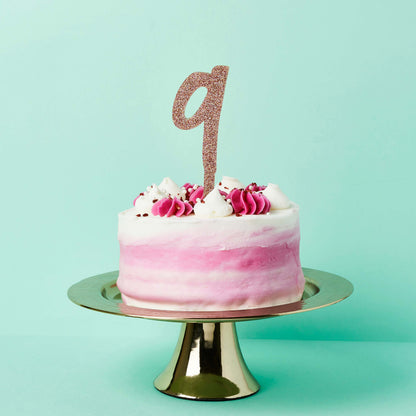 Hootyballoo Rose Gold '9' Cake Topper Glitter Cake Decoration Birthday Partyware