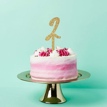 Hootyballoo Gold '2' Cake Topper Glitter Cake Decoration Birthday Partyware