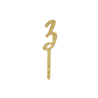 Hootyballoo Gold '3' Cake Topper Glitter Cake Decoration Birthday Partyware