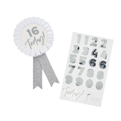 Hootyballoo Personalised Silver Milestone Birthday Badge Partyware