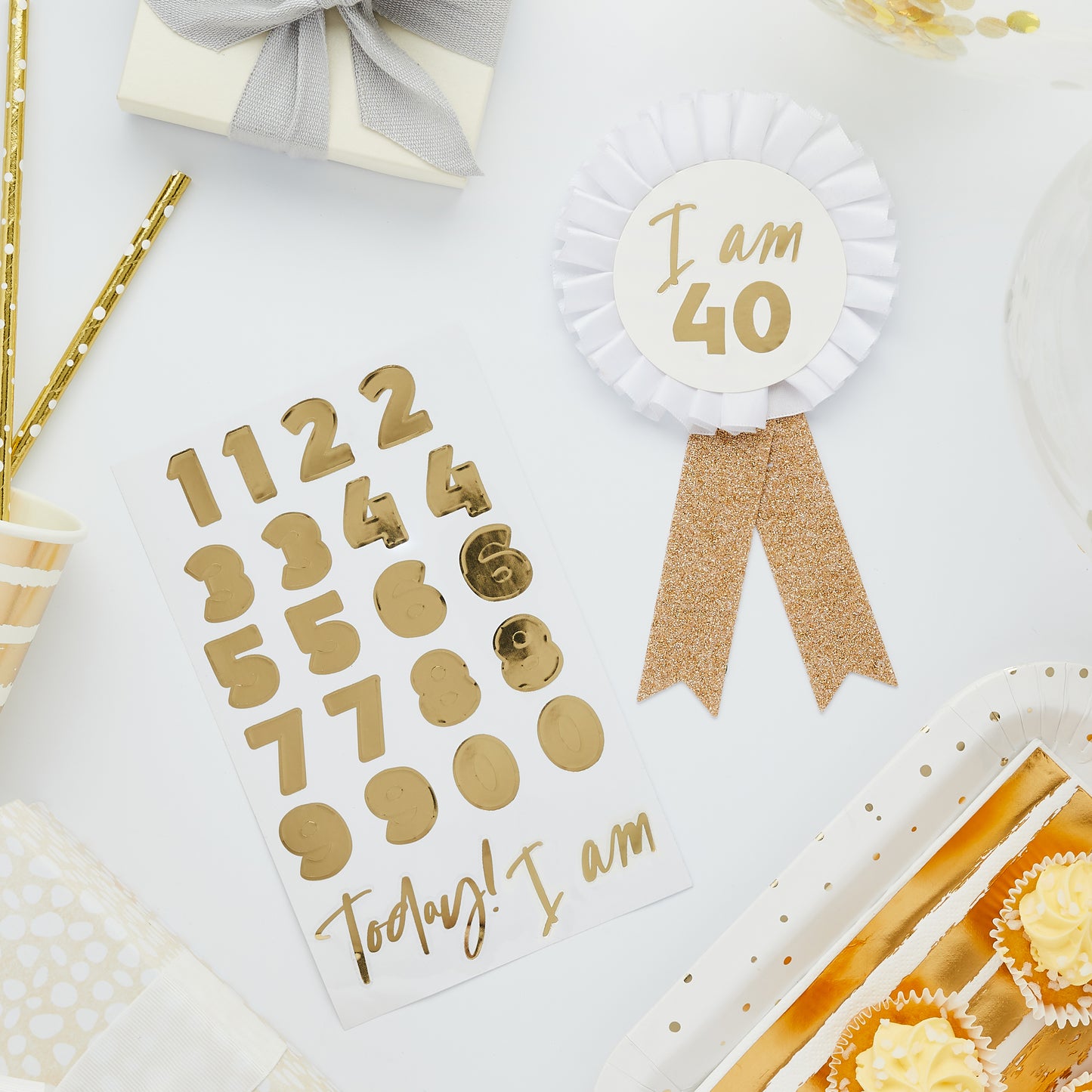 Hootyballoo Personalised Gold Milestone Birthday Badge Partyware