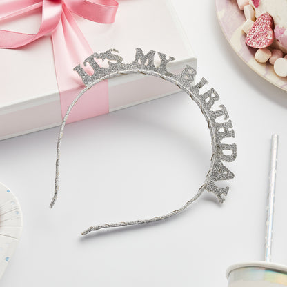 Hootyballoo Silver 'It's My Birthday' Party Headband Party Hat Partyware