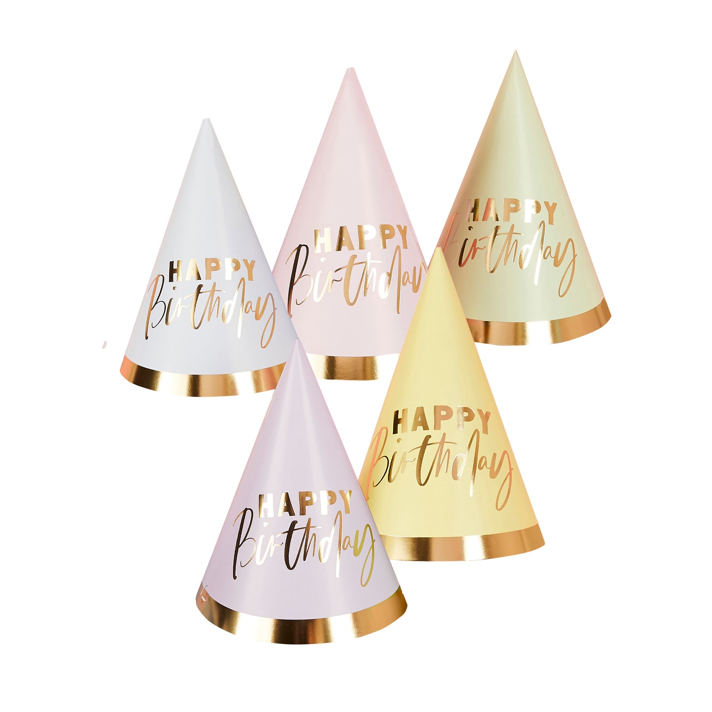 Hootyballoo 10 Pack Pastel 'Happy Birthday' Party Hats Birthday Partyware