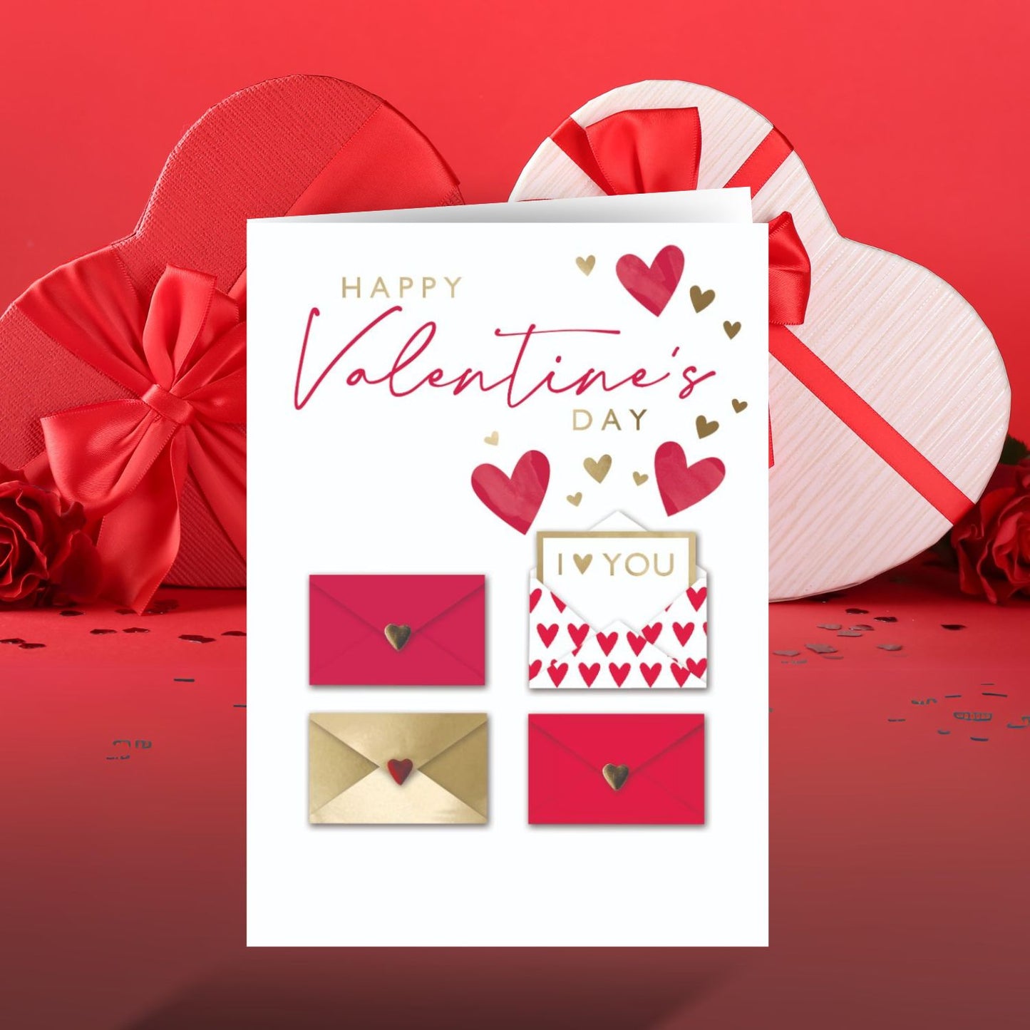 Love Letters Swooning In Pink Valentines Day Hand-Finished Greeting Card