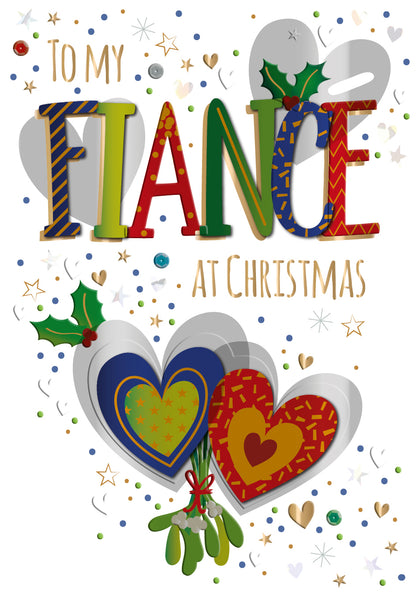 To My Fiance At Christmas Embellished Christmas Greeting Card