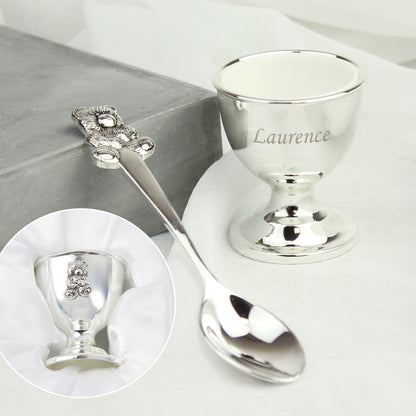 Personalised Silver Egg Cup & Spoon - Personalise It!