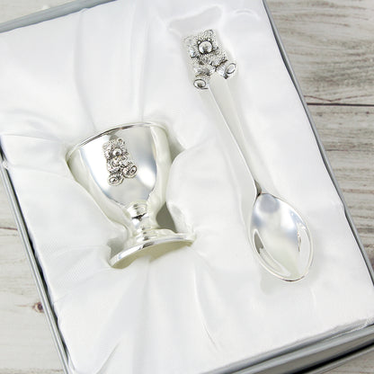 Personalised Silver Egg Cup & Spoon - Personalise It!
