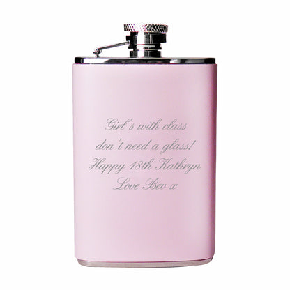 Personalised Pink Hip Flask - Personalise It!
