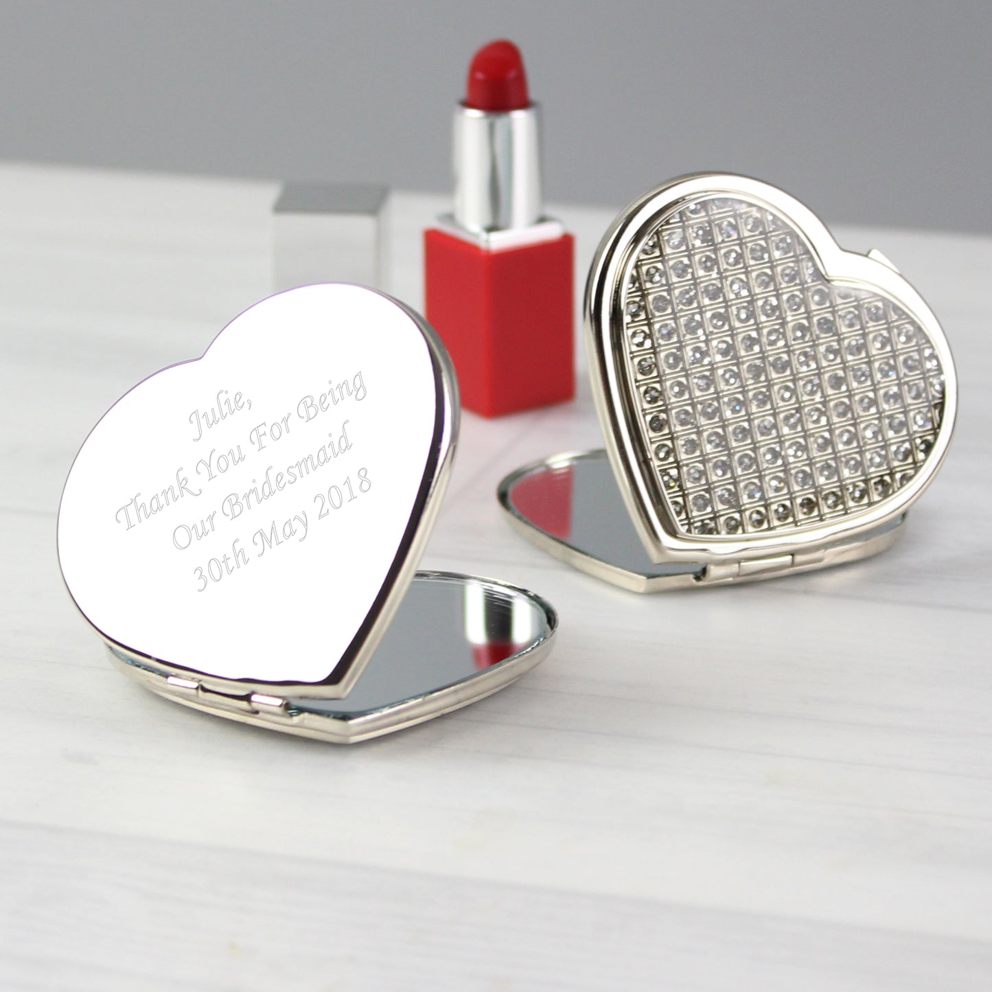 Personalised Diamante Heart Compact Mirror - Personalise It!