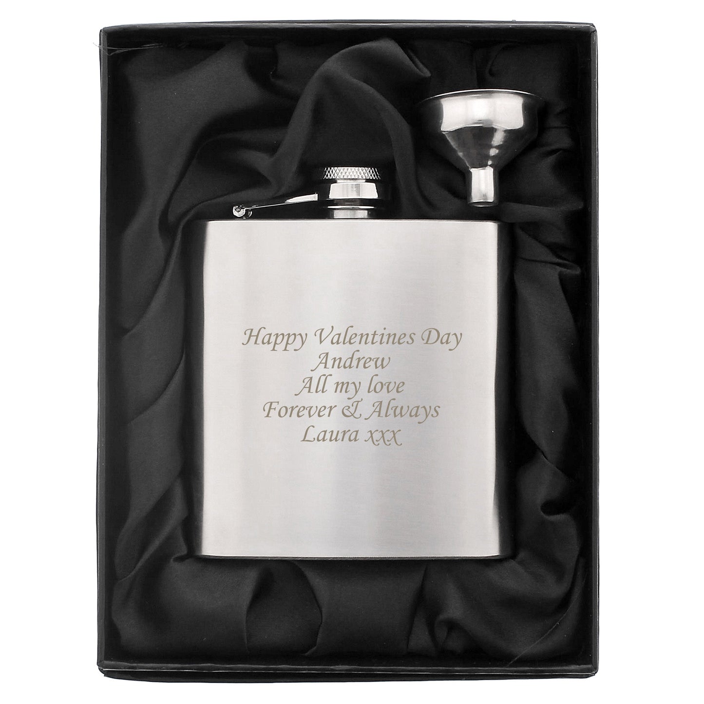 Personalised Boxed Stainless Steel Hip Flask - Personalise It!