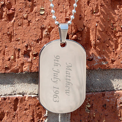 Personalised Stainless Steel Dog Tag Necklace - Personalise It!