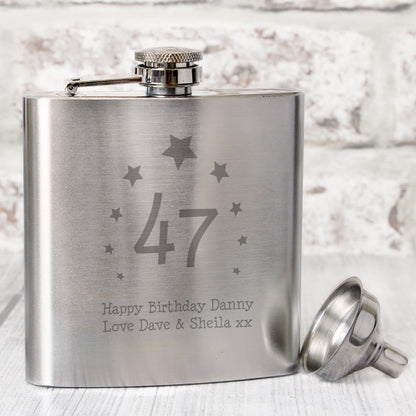 Personalised Stars Age Hip Flask - Personalise It!