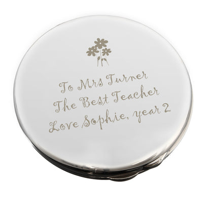 Personalised Flower Teachers Round Compact Mirror - Personalise It!
