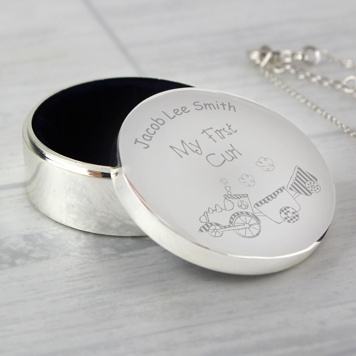 Personalised Train My First Curl Trinket Box - Personalise It!