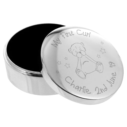 Personalised Teddy My First Curl Trinket Box - Personalise It!