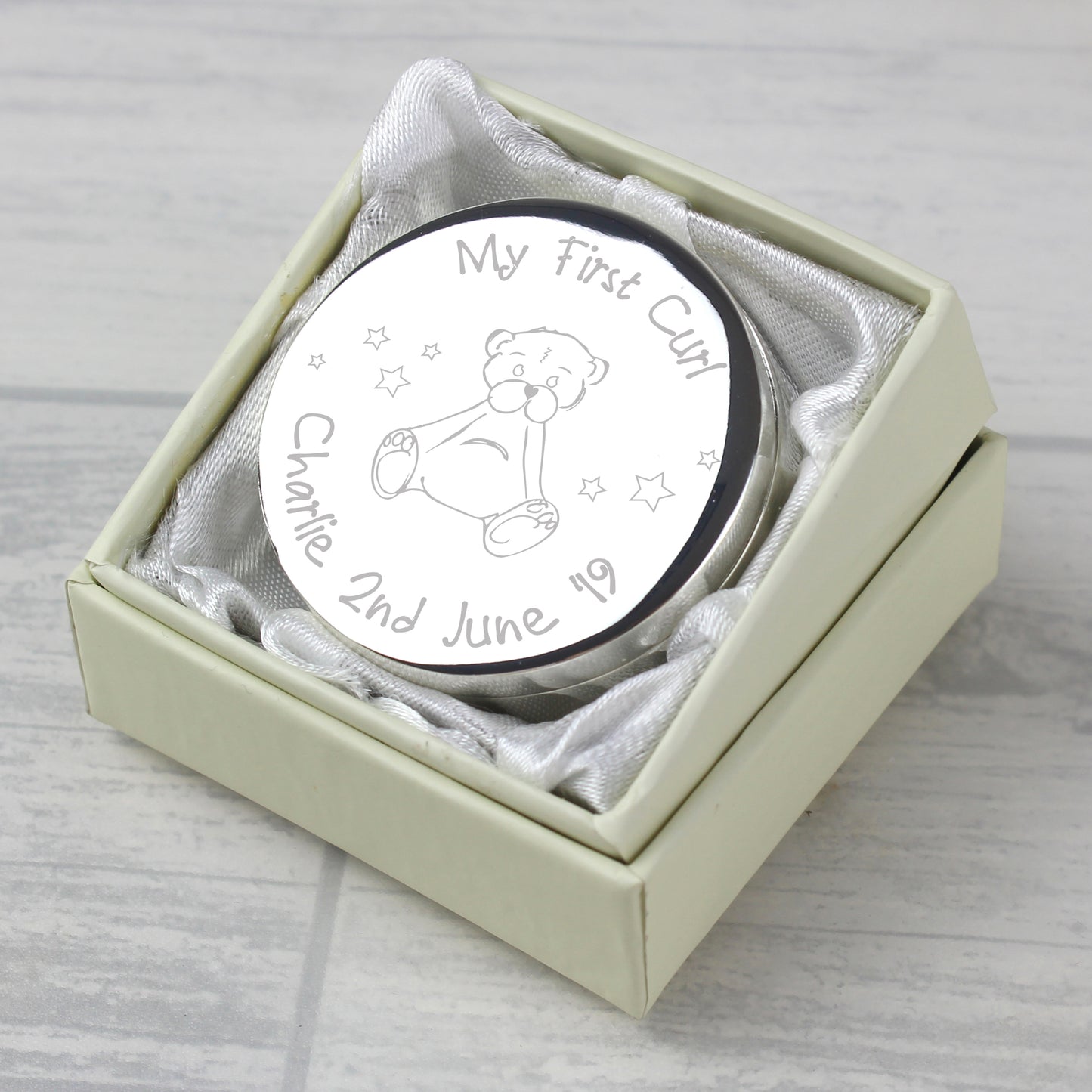 Personalised Teddy My First Curl Trinket Box - Personalise It!