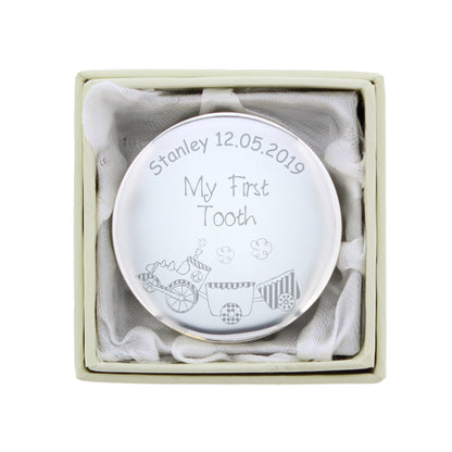 Personalised Train My First Tooth Trinket Box - Personalise It!