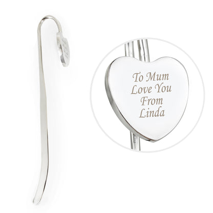 Personalised Silver Heart Bookmark - Personalise It!