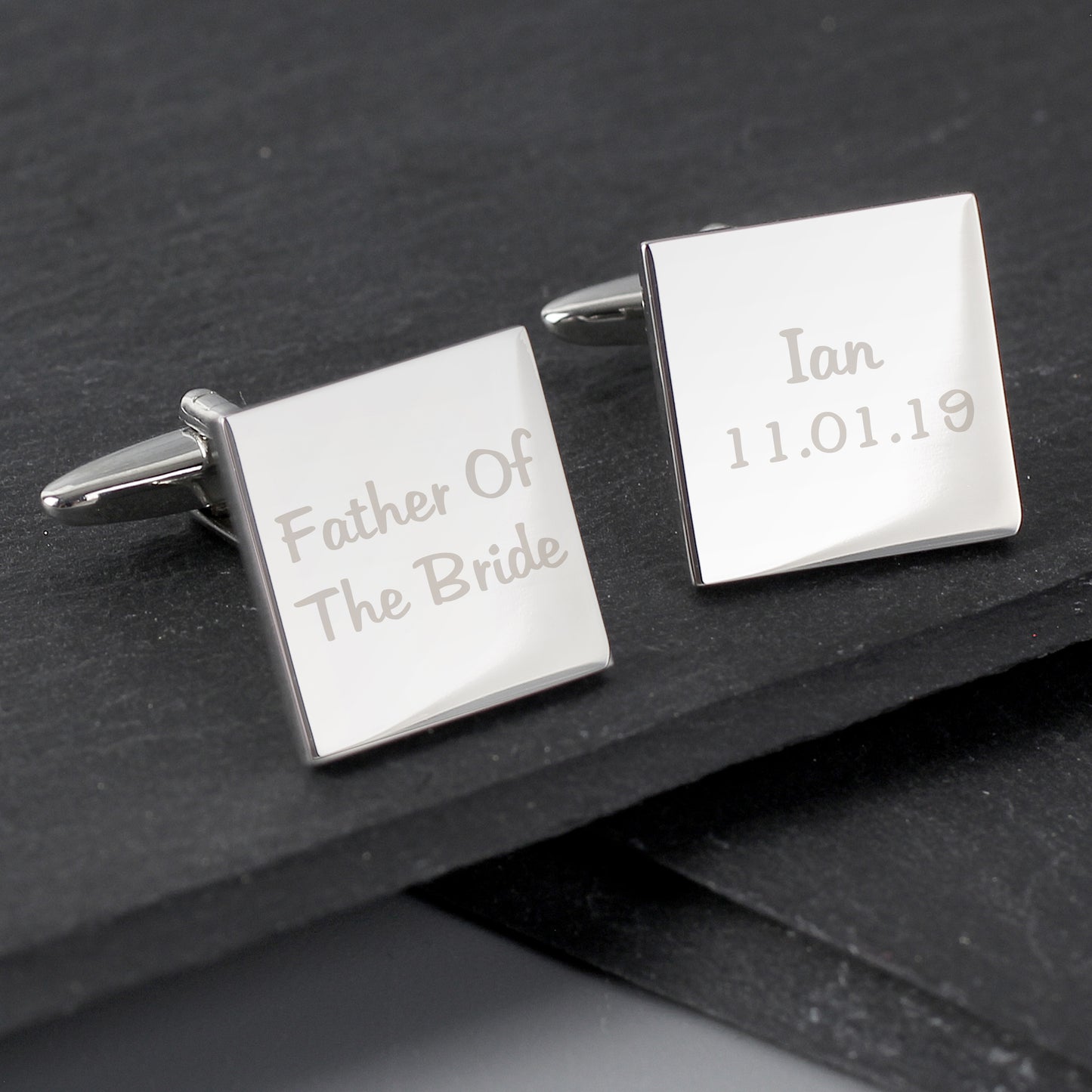 Personalised Wedding Role Square Cufflinks - 2 line - Personalise It!