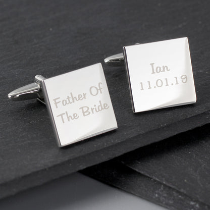 Personalised Wedding Role Square Cufflinks - 2 line - Personalise It!