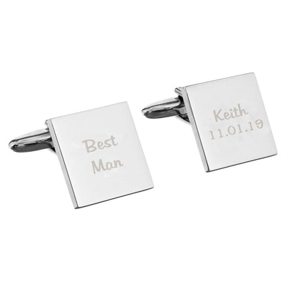 Personalised Wedding Role Square Cufflinks - 2 line - Personalise It!