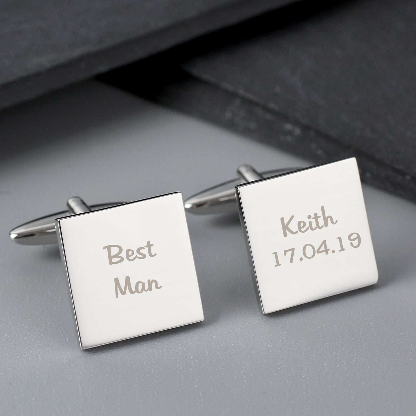 Personalised Wedding Role Square Cufflinks - 2 line - Personalise It!