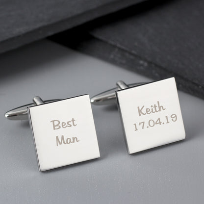 Personalised Wedding Role Square Cufflinks - 2 line - Personalise It!