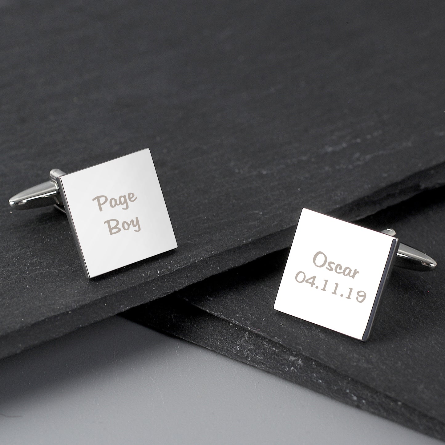 Personalised Wedding Role Square Cufflinks - 2 line - Personalise It!
