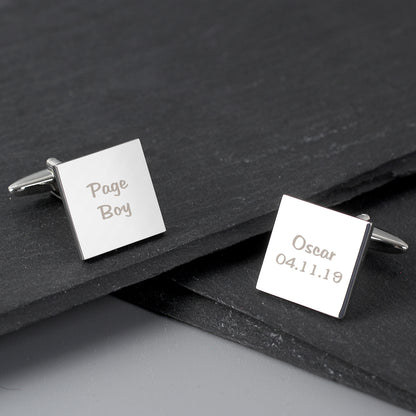 Personalised Wedding Role Square Cufflinks - 2 line - Personalise It!