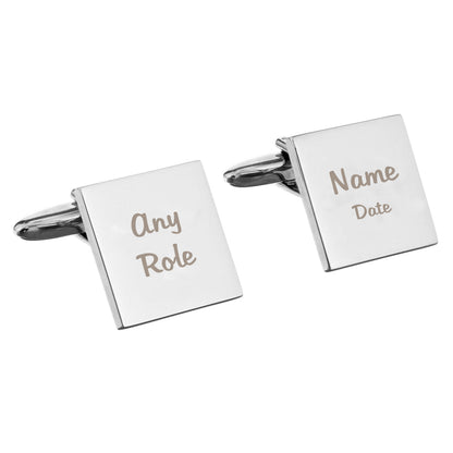 Personalised Wedding Role Square Cufflinks - 2 line - Personalise It!