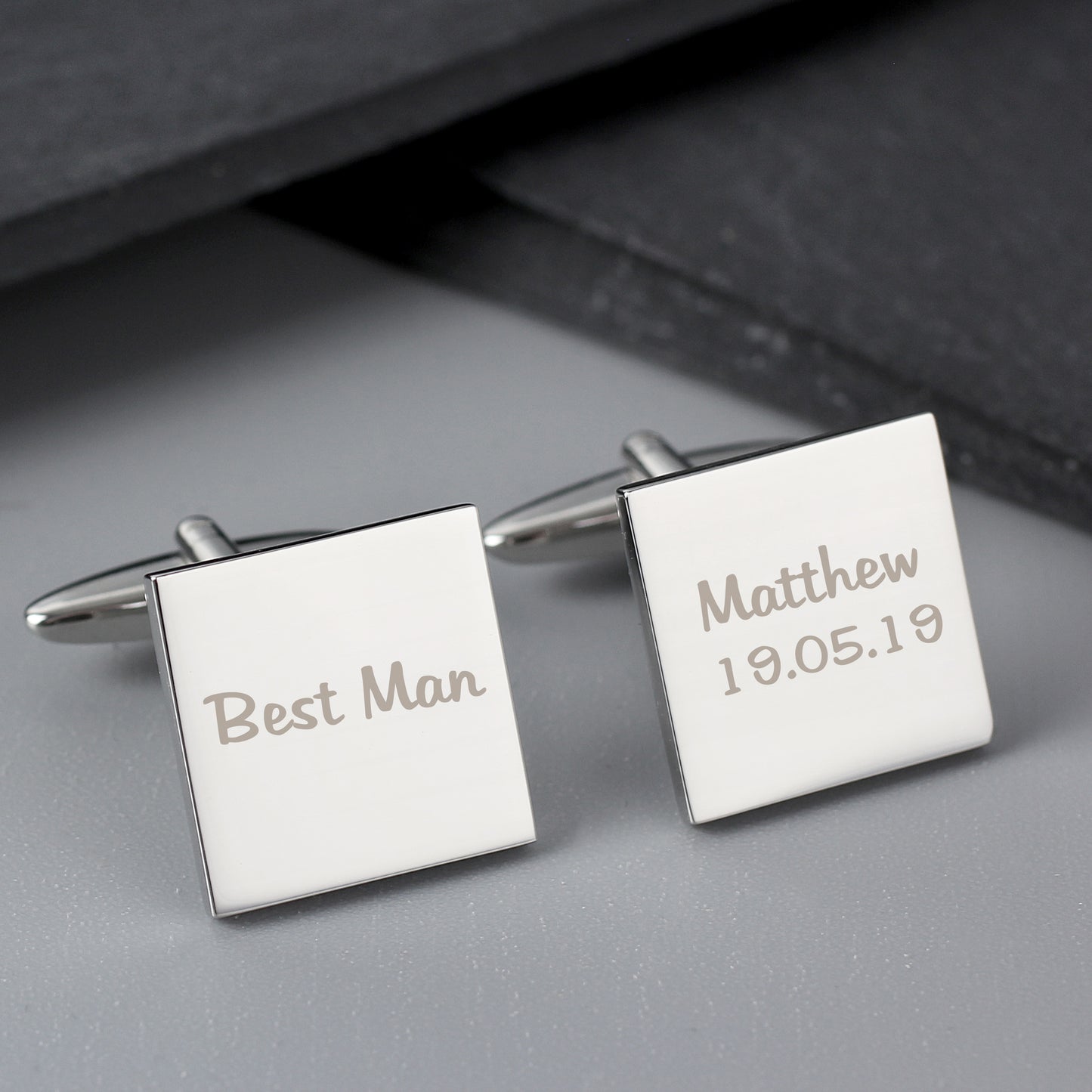 Personalised Wedding Role Square Cufflinks -1 line - Personalise It!