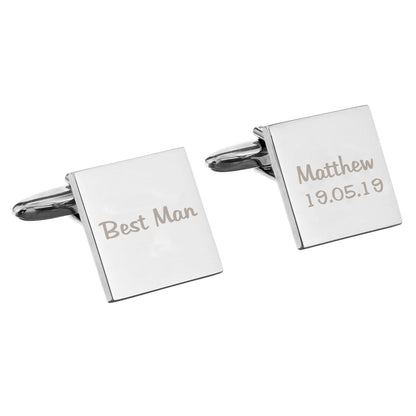 Personalised Wedding Role Square Cufflinks -1 line - Personalise It!