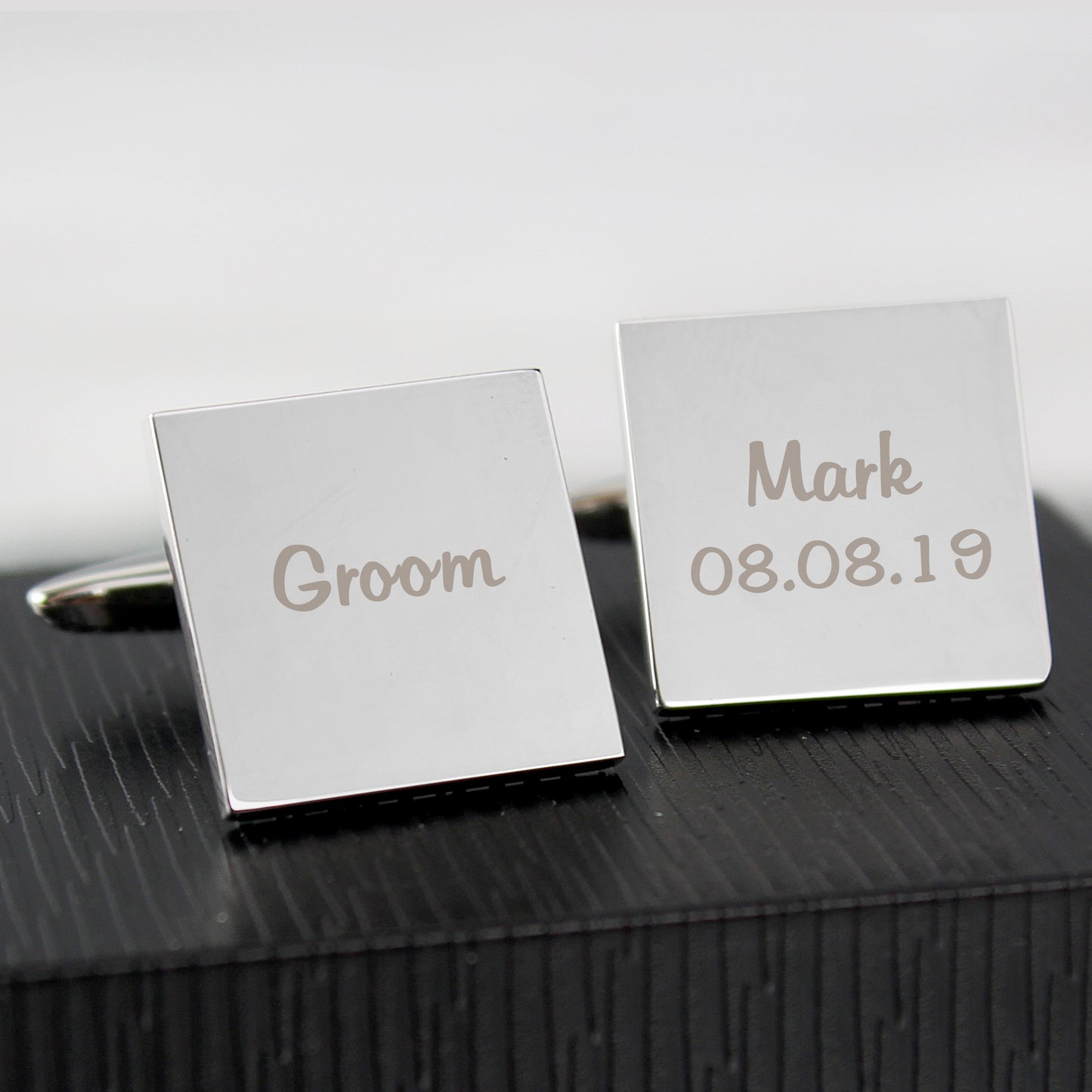 Personalised Wedding Role Square Cufflinks -1 line - Personalise It!