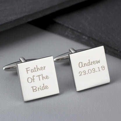 Personalised Wedding Role Square Cufflinks -3 lines - Personalise It!