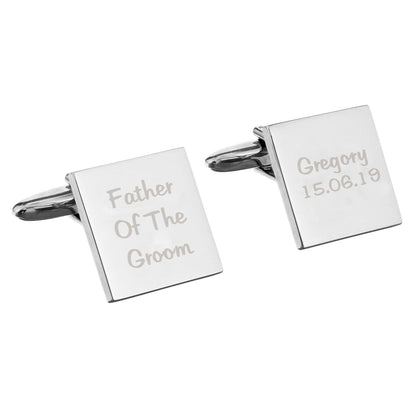 Personalised Wedding Role Square Cufflinks -3 lines - Personalise It!