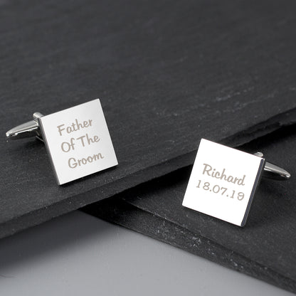 Personalised Wedding Role Square Cufflinks -3 lines - Personalise It!
