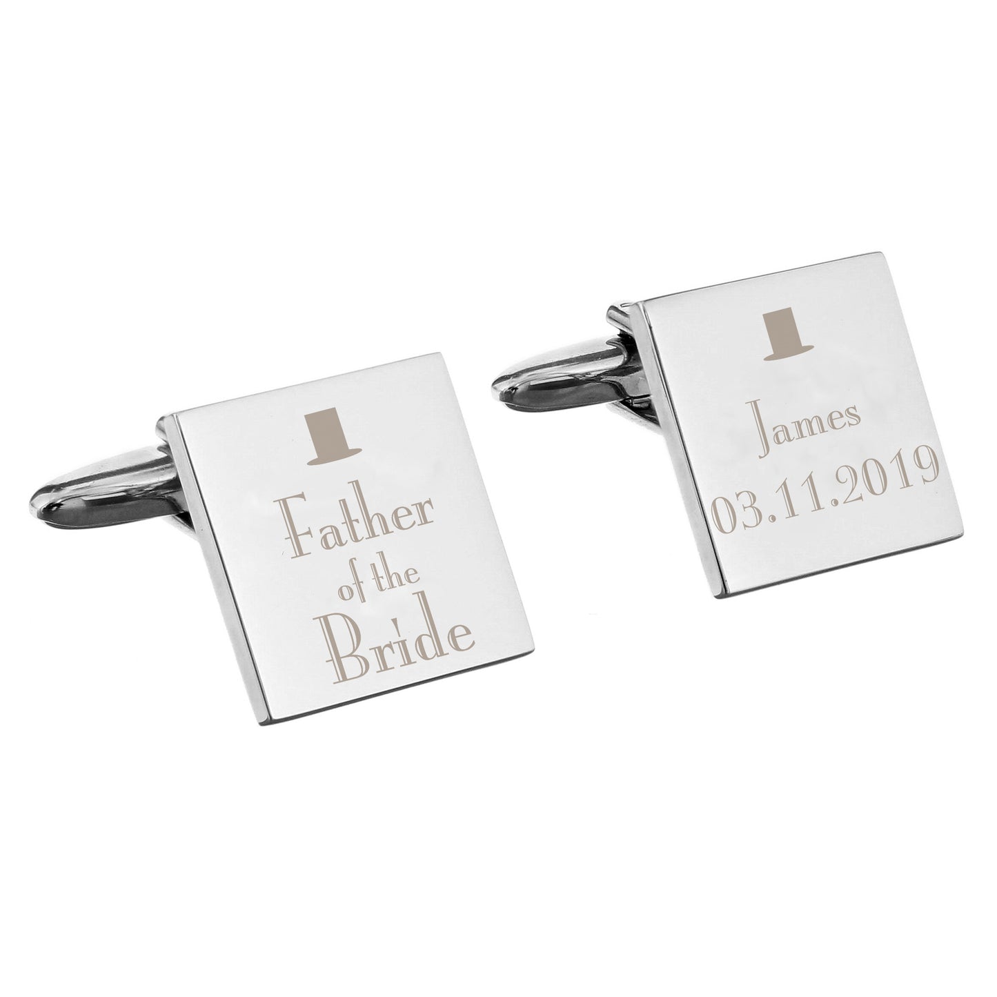 Personalised Decorative Wedding Father of the Bride Square Cufflinks - Personalise It!