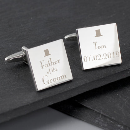 Personalised Decorative Wedding Father of the Groom Square Cufflinks - Personalise It!