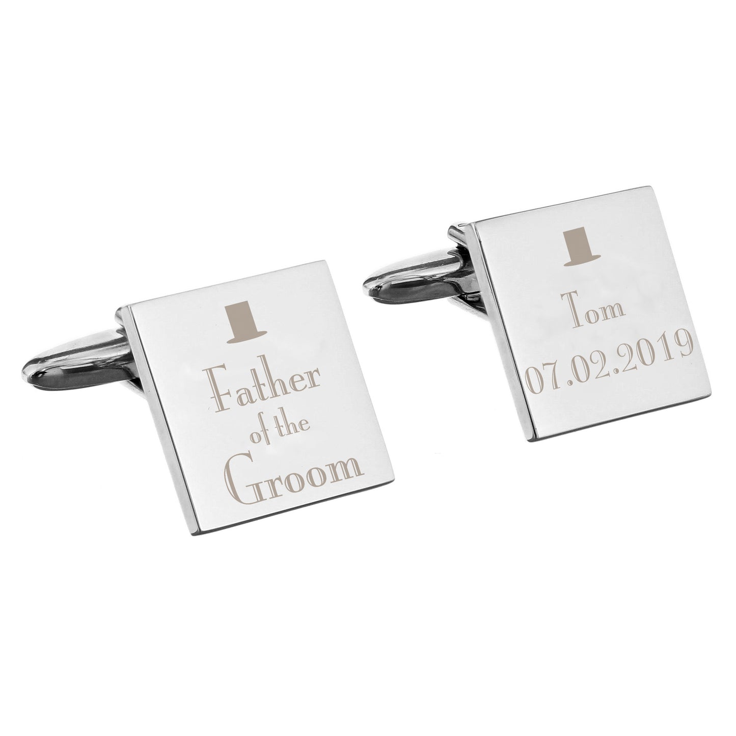 Personalised Decorative Wedding Father of the Groom Square Cufflinks - Personalise It!