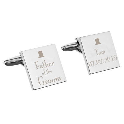 Personalised Decorative Wedding Father of the Groom Square Cufflinks - Personalise It!