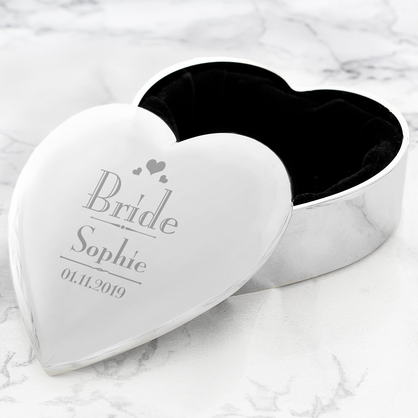 Personalised Decorative Wedding Bride Heart Trinket Box - Personalise It!