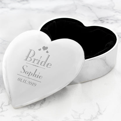 Personalised Decorative Wedding Bride Heart Trinket Box - Personalise It!