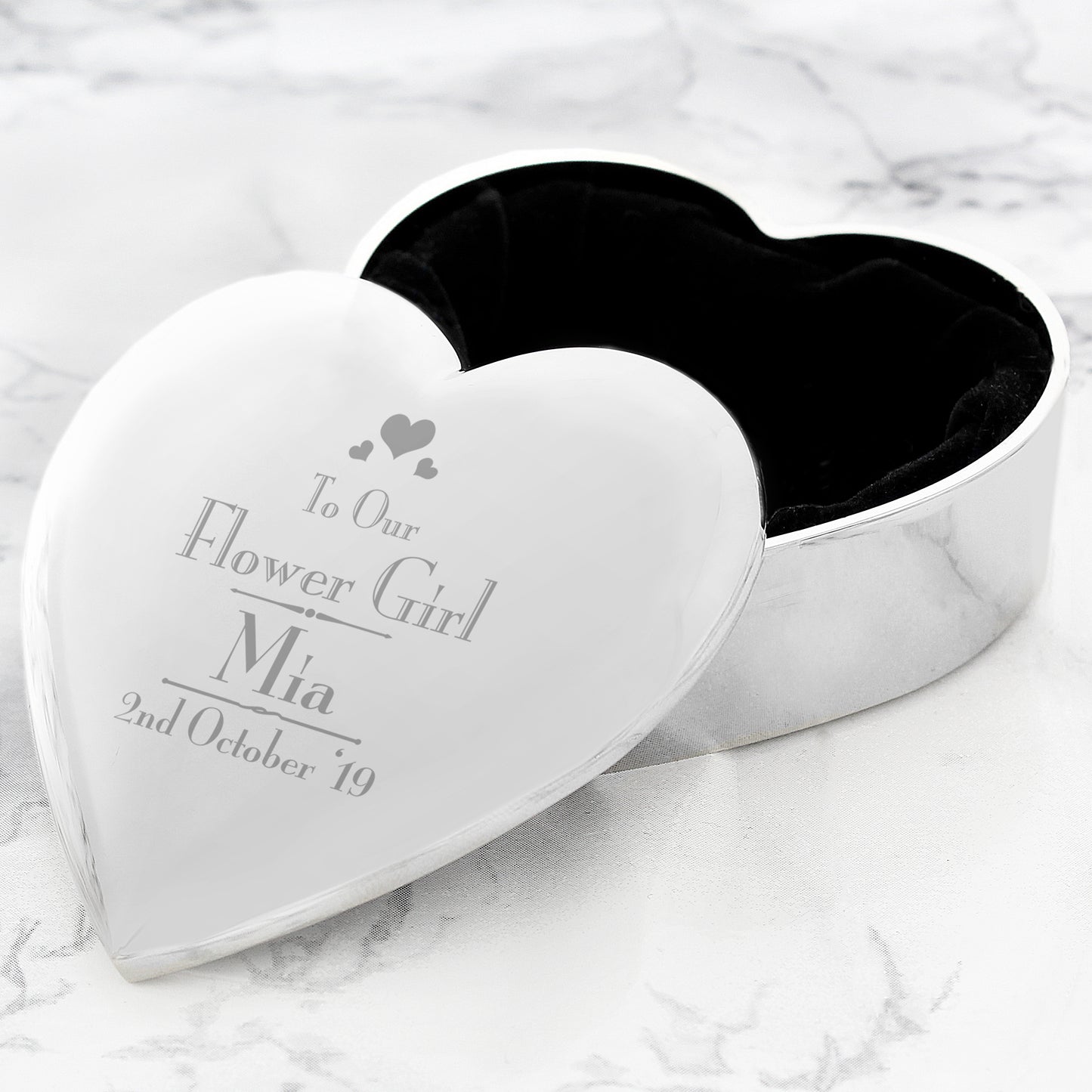 Personalised Decorative Wedding Flower Girl Heart Trinket Box - Personalise It!