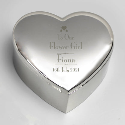 Personalised Decorative Wedding Flower Girl Heart Trinket Box - Personalise It!