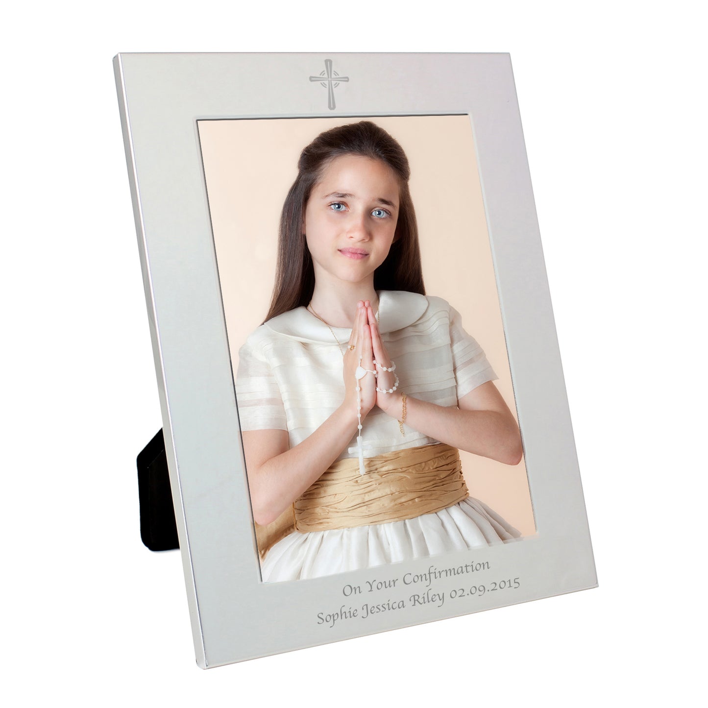 Personalised Silver 5x7 Cross Photo Frame - Personalise It!