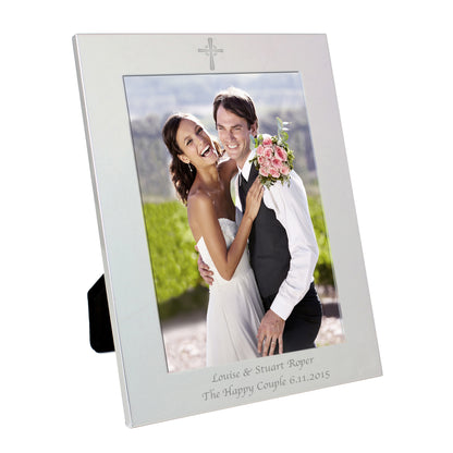 Personalised Silver 5x7 Cross Photo Frame - Personalise It!