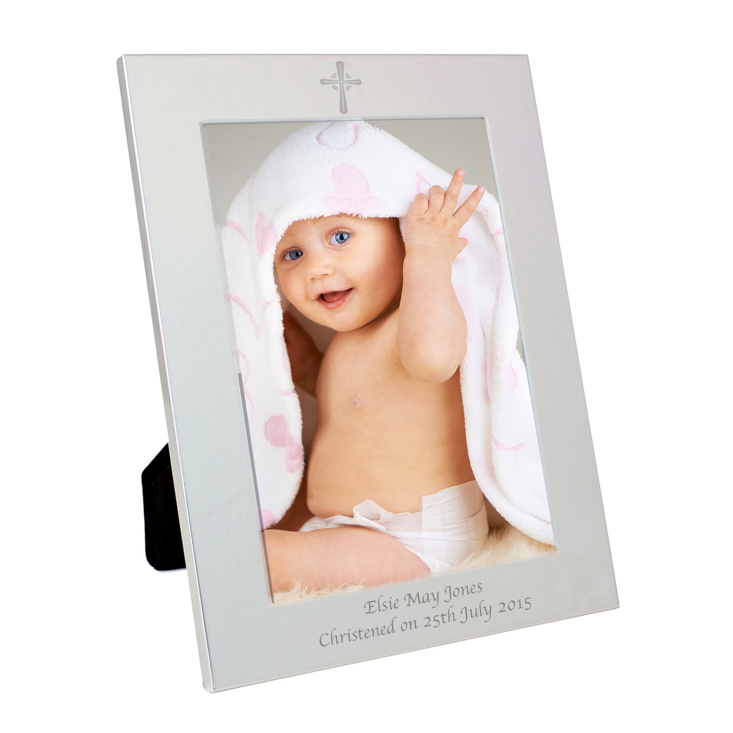 Personalised Silver 5x7 Cross Photo Frame - Personalise It!