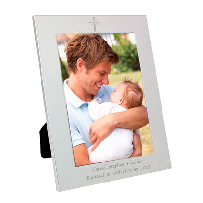 Personalised Silver 5x7 Cross Photo Frame - Personalise It!