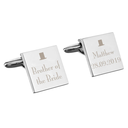 Personalised Decorative Wedding Any Role Square Cufflinks - Personalise It!